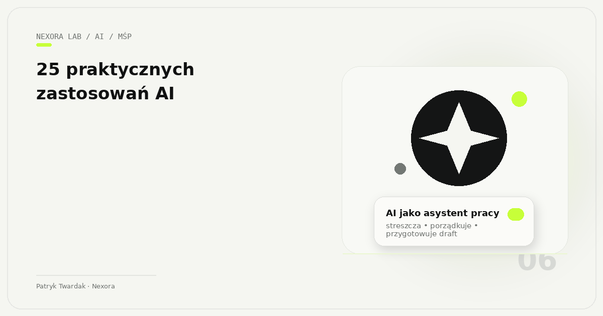 Okładka publikacji: AI w małej firmie: 25 praktycznych zastosowań sztucznej inteligencji w biznesie